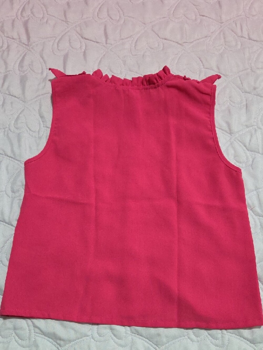 SHEIN Bright Pink Ruffle Button-Front Tank Top - Picture 3 of 4